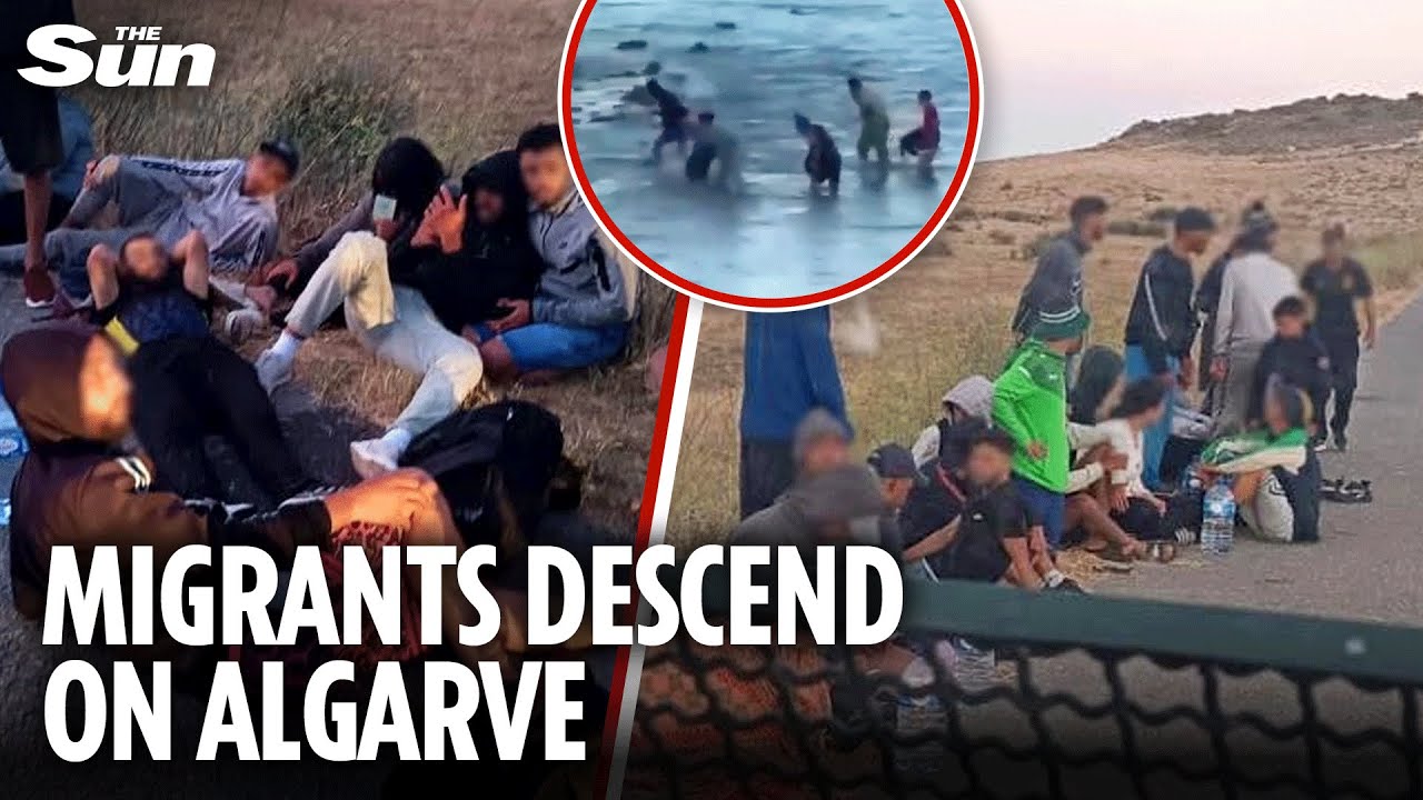 Moment migrants land on Portugal beach & immediately DETAINED in stark contrast to UK