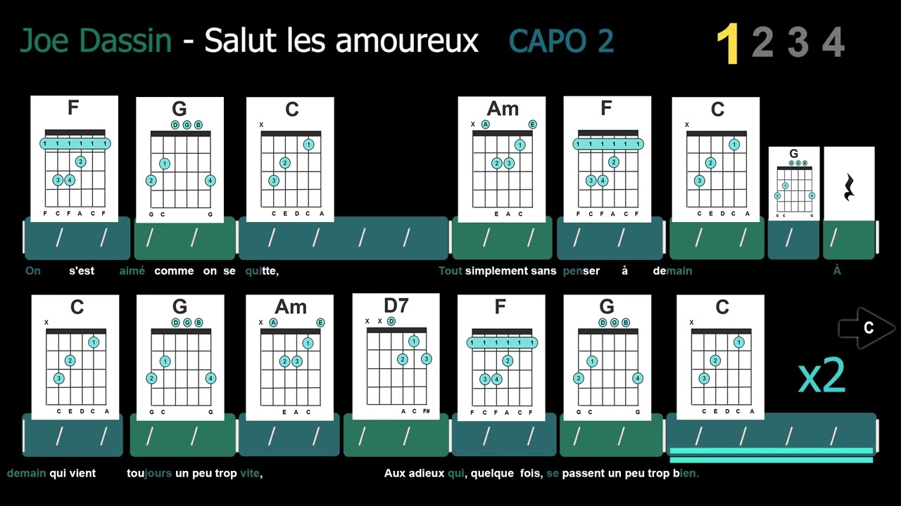 Joe Dassin - Salut les amoureux - Karaoké Guitare