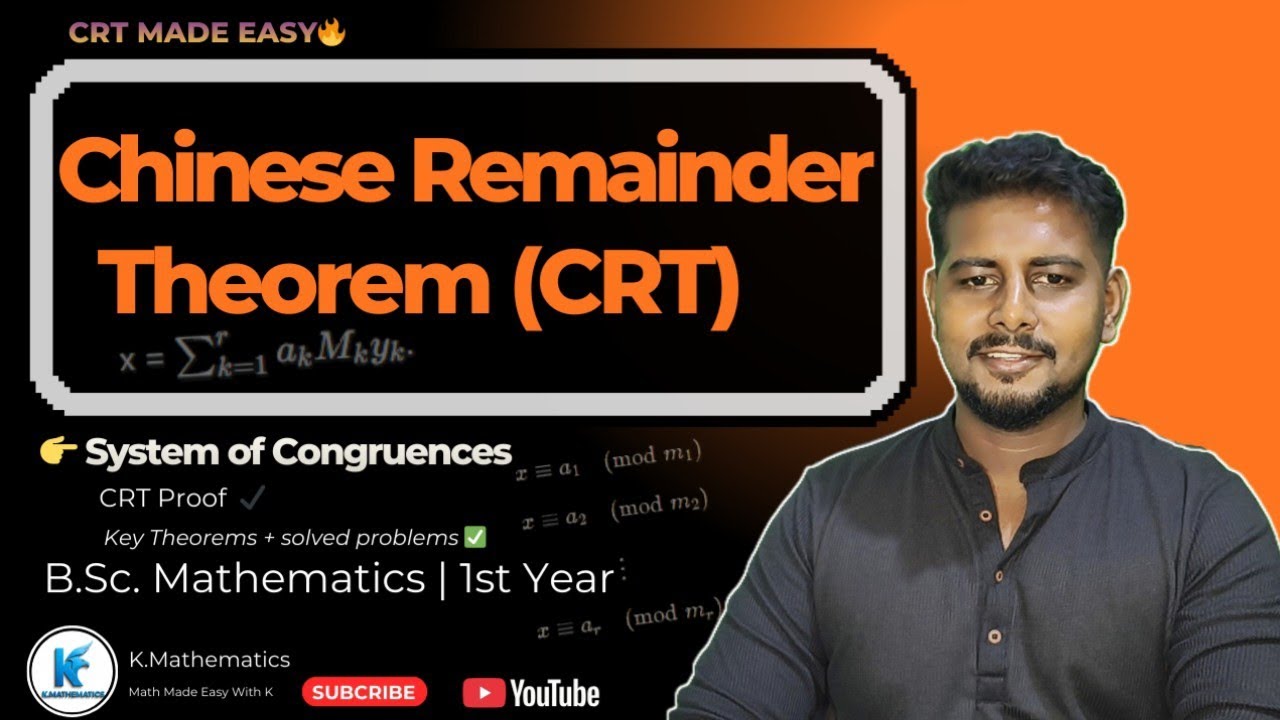 Chinese Remainder Theorem (CRT) | System of Congruences | Number Theory | B.Sc 1st Year