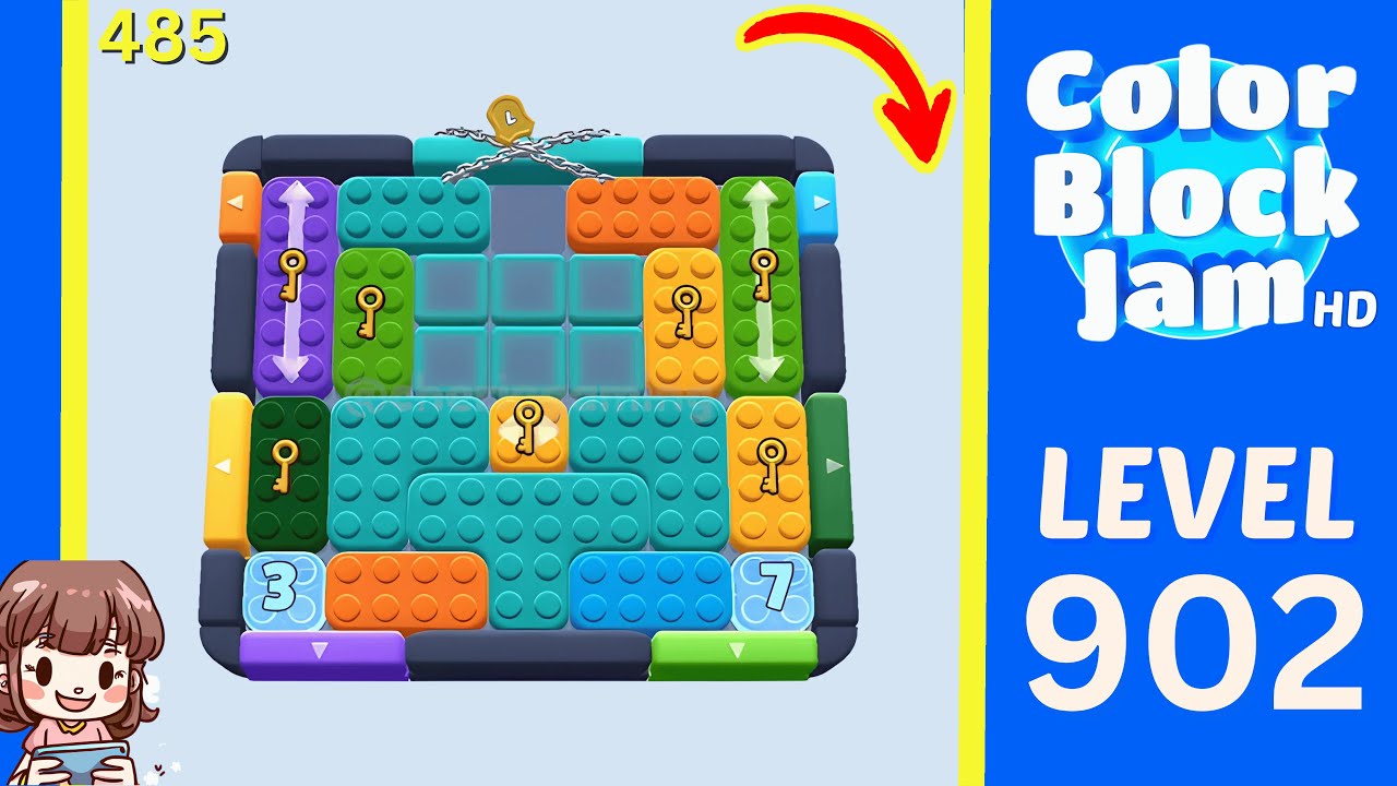 Color Block Jam Level 485 (902) Solution Walkthrough