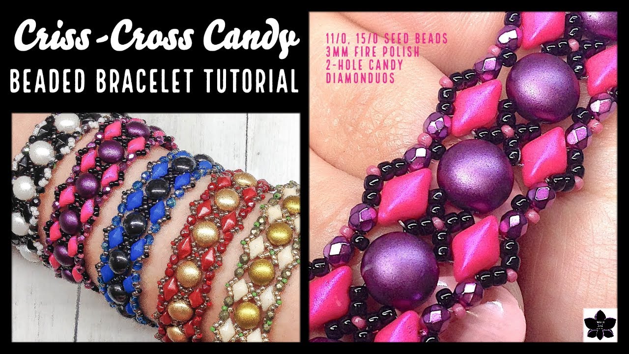 Criss Cross Candy | Схема браслета из бисера | Gem/DiamonDuo