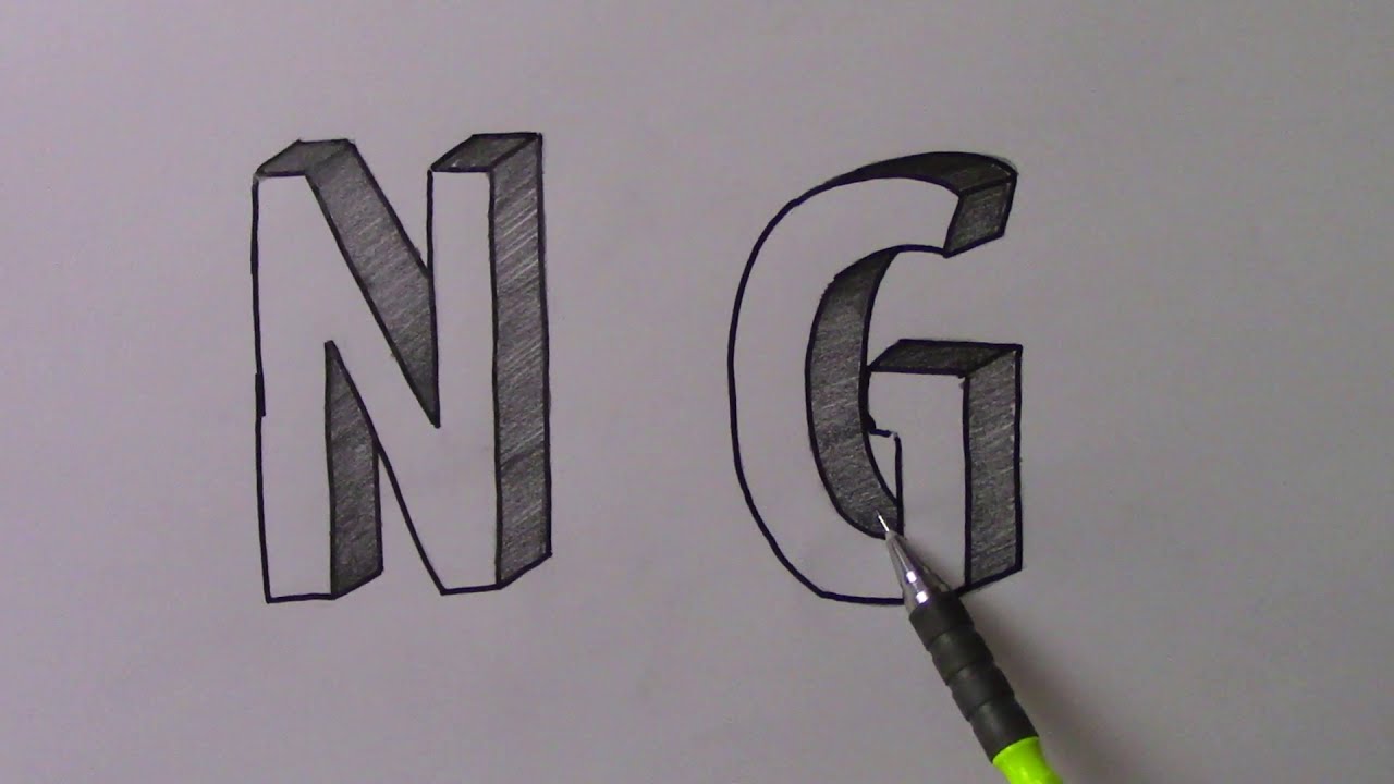 Kolay 3 Boyutlu N ve G Harf Çizimi - Easy 3D N And G Letter Drawing