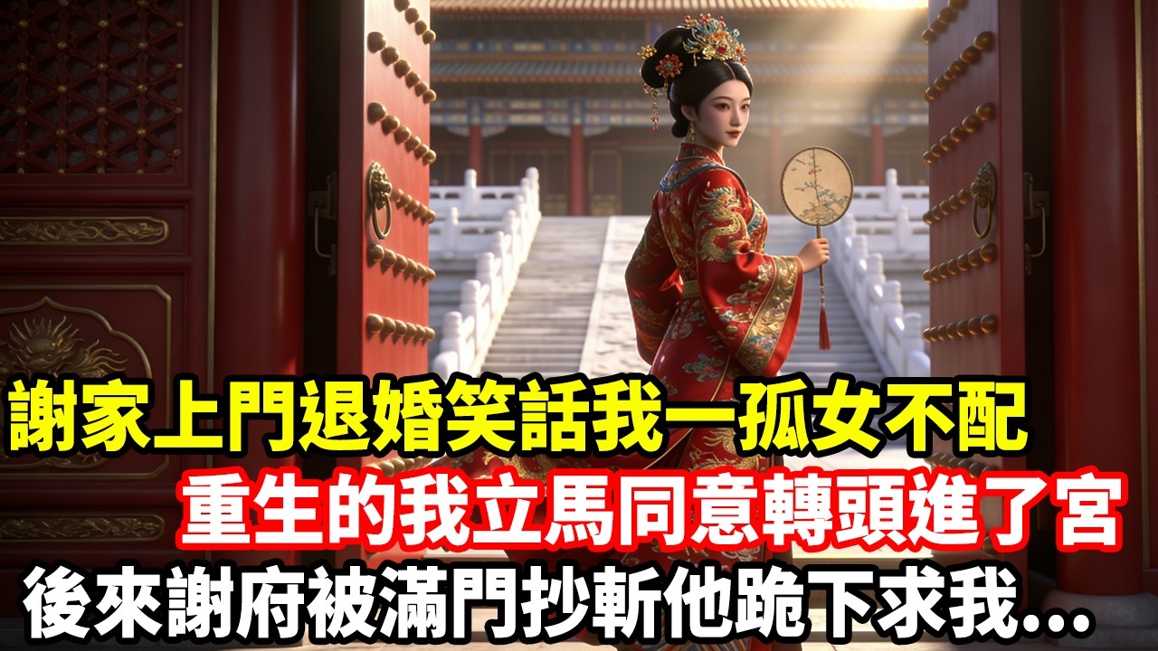 謝家上門退婚笑話我一孤女不配，重生的我立馬同意轉頭進了宮，後來謝府被滿門抄斬他跪下求我...