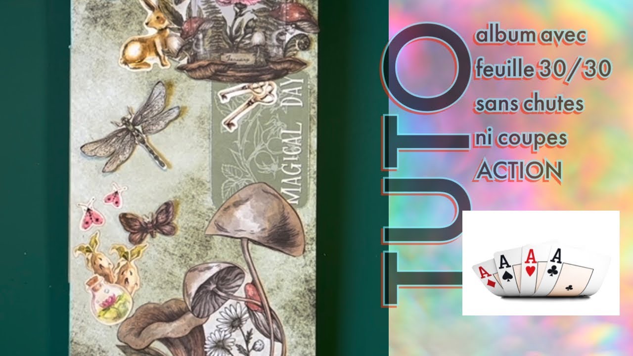 SCRAPBOOKING, tuto de l’album Action avec nos papiers 30/30 sans découpes ni chutes