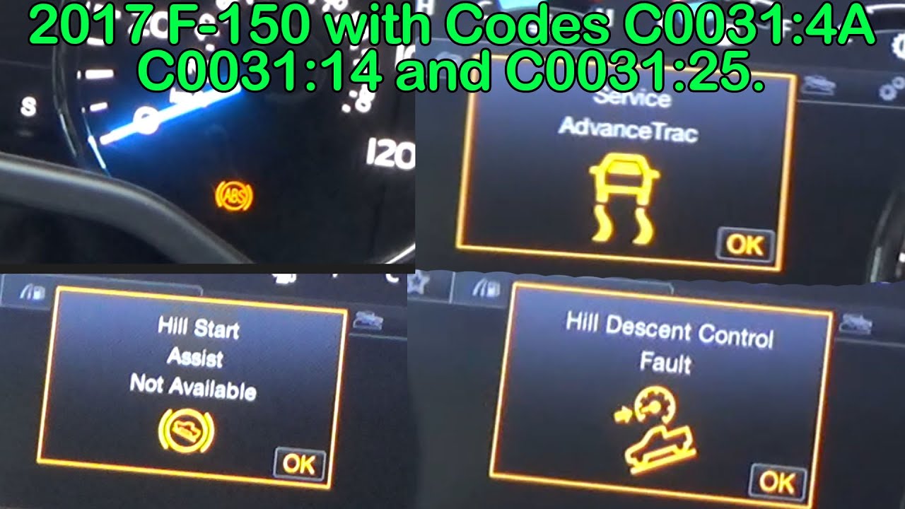 2017 F-150 ABS Sensor turns into a Hub Replacement due to Codes C0031:4A, C0031:14, and C0031:25.