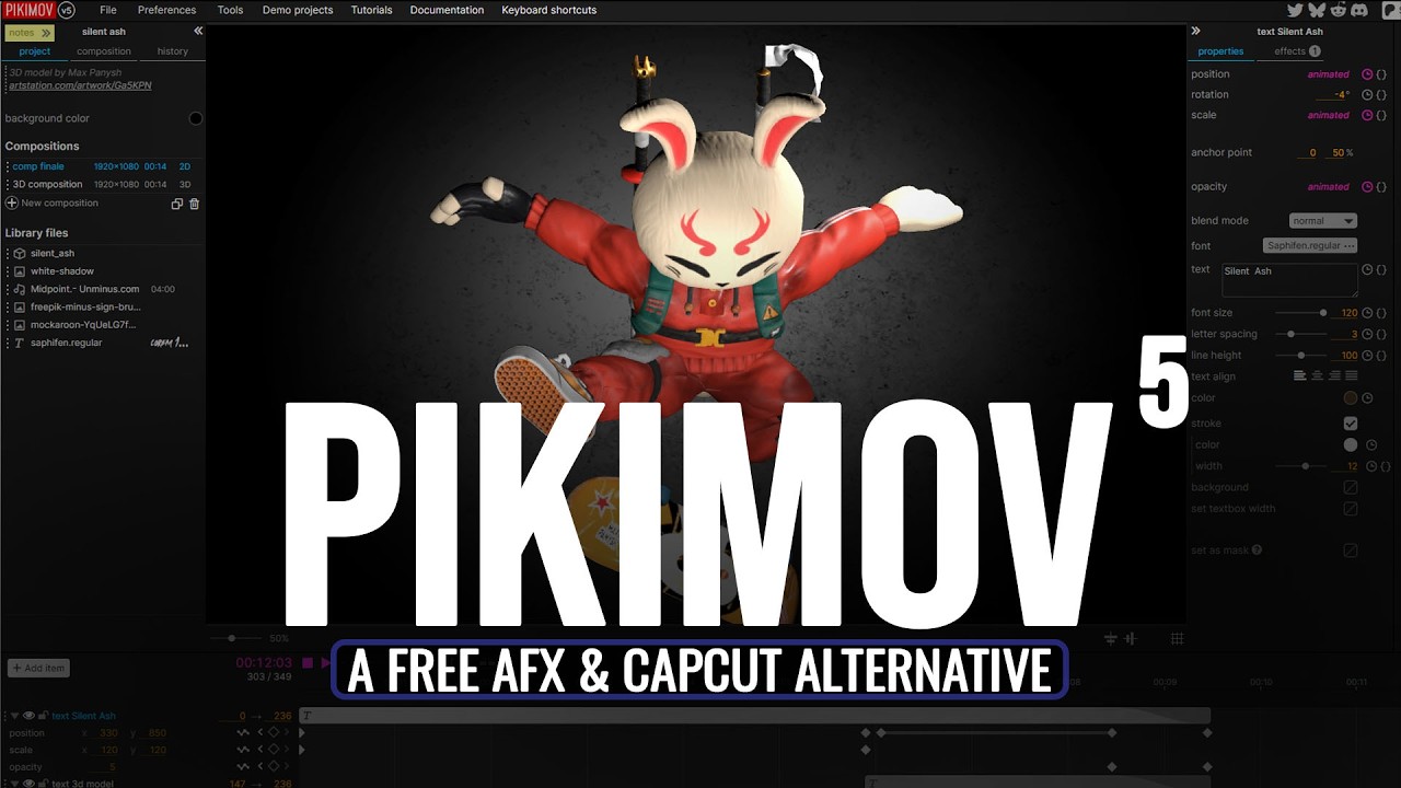 PikiMov 5 - A Free Motion Graphics Tool With 3D Support For All!