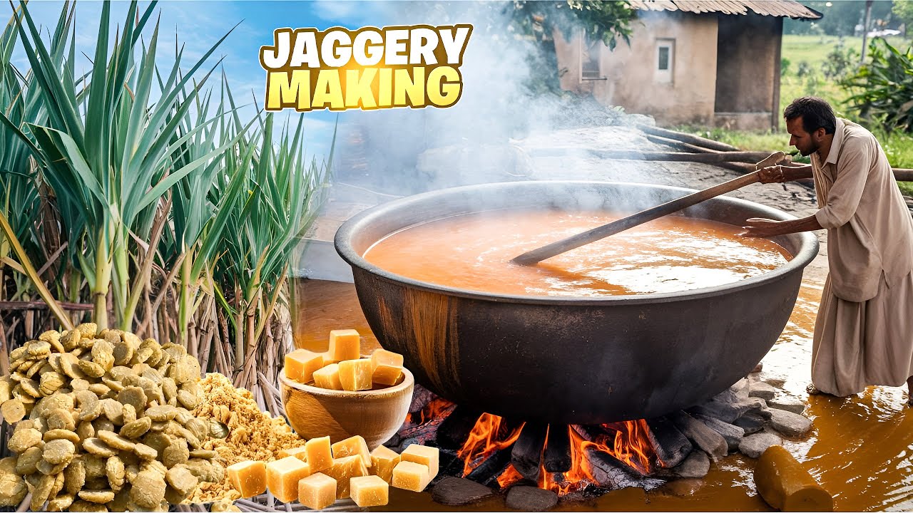 Jaggery Making Process with Mass Production  | Process of Making Jaggery from Sugarcane | Jaggery