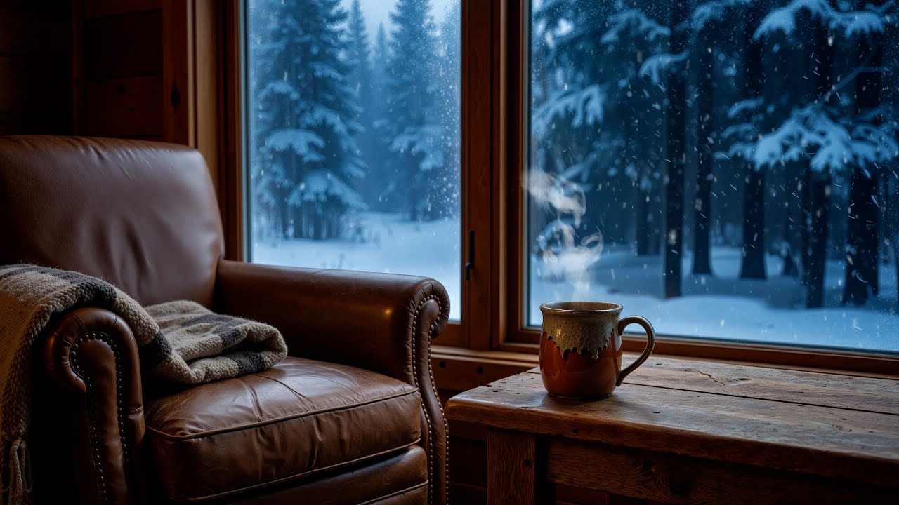 Cozy Winter Cabin Ambience 🔥 Relaxing Smooth Jazz & Fireplace Sounds [4K]
