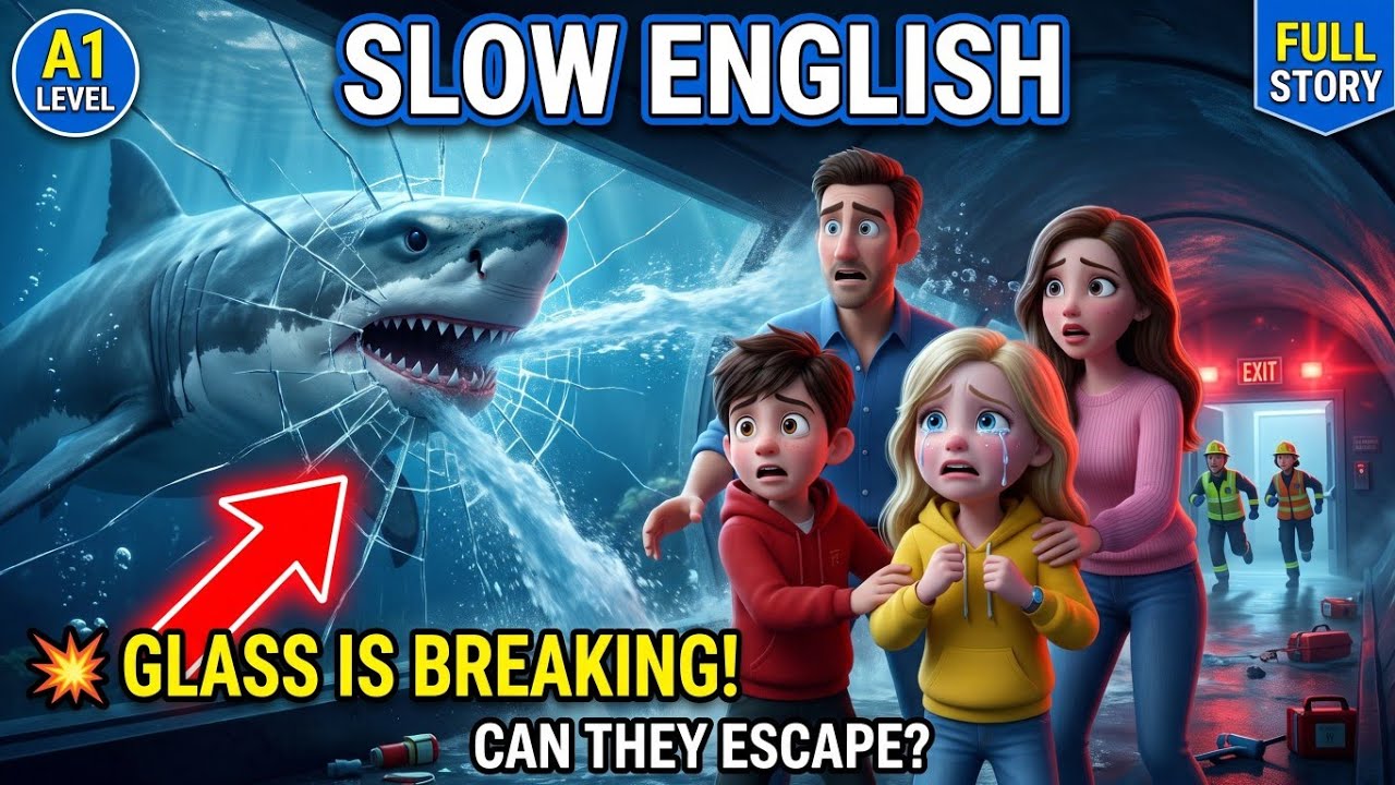 😱 Our Family Got Trapped Inside a Breaking Aquarium Tunnel! | Slow English Story (A1&ndash;A2)