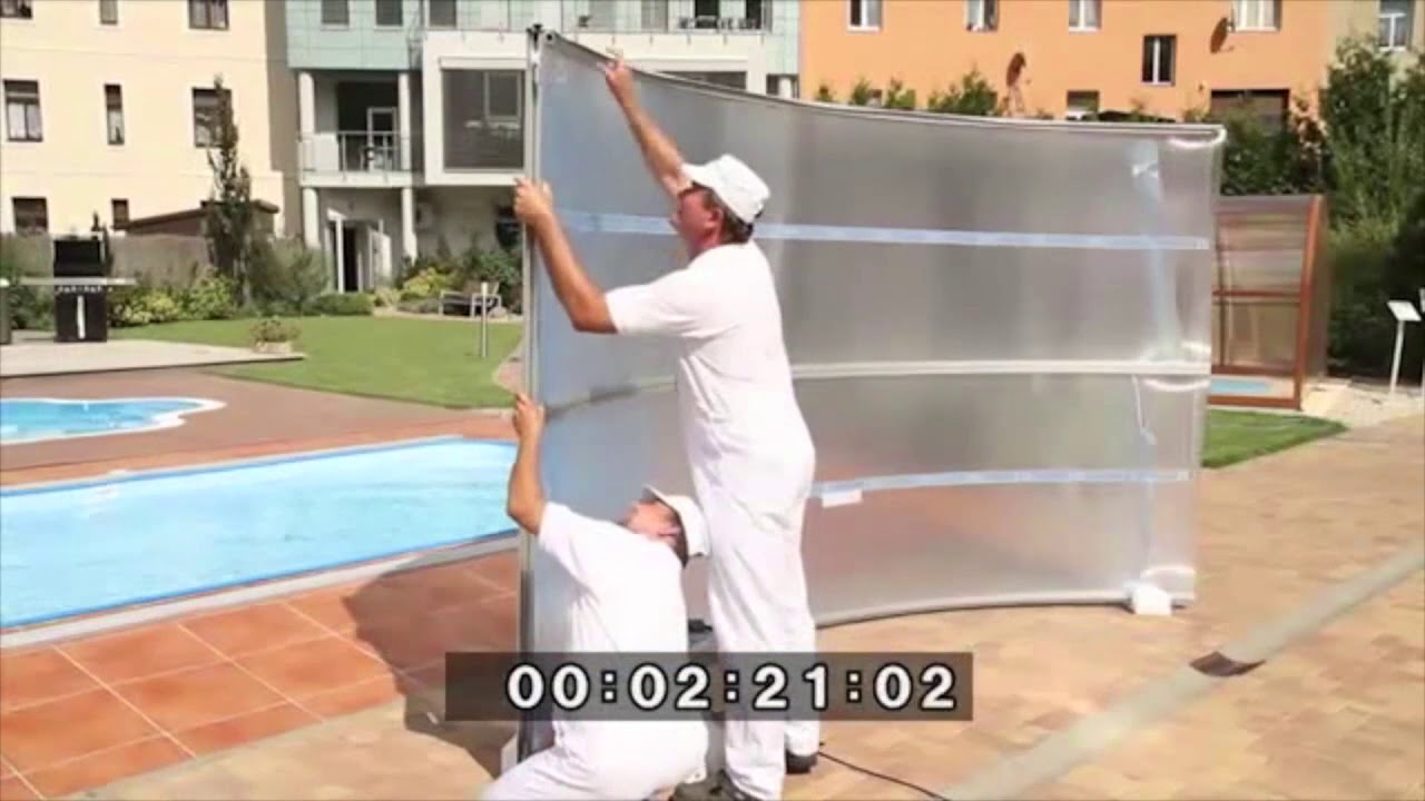 Installatie van een zwembad overkapping