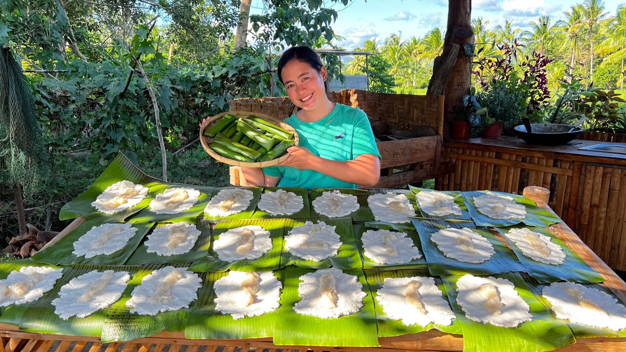 Traditional Way of Making Cassava Dessert (Suman na Balanghoy) from Fresh Harvest