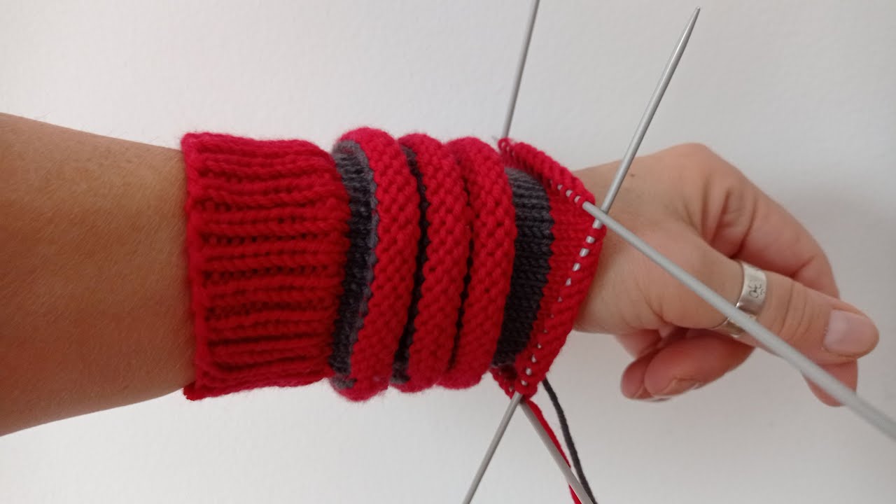 Horizontales Rippen Muster für Socken,-Handschuhe,-  Armstulpen Bündchen