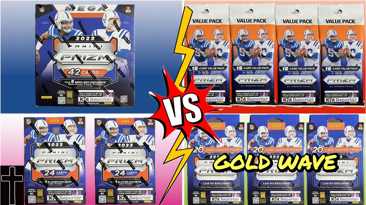 GOLD WAVE | 2023 PRIZM FOOTBALL MEGA, BLASTERS, HANGER BOXES & VALUE PACKS