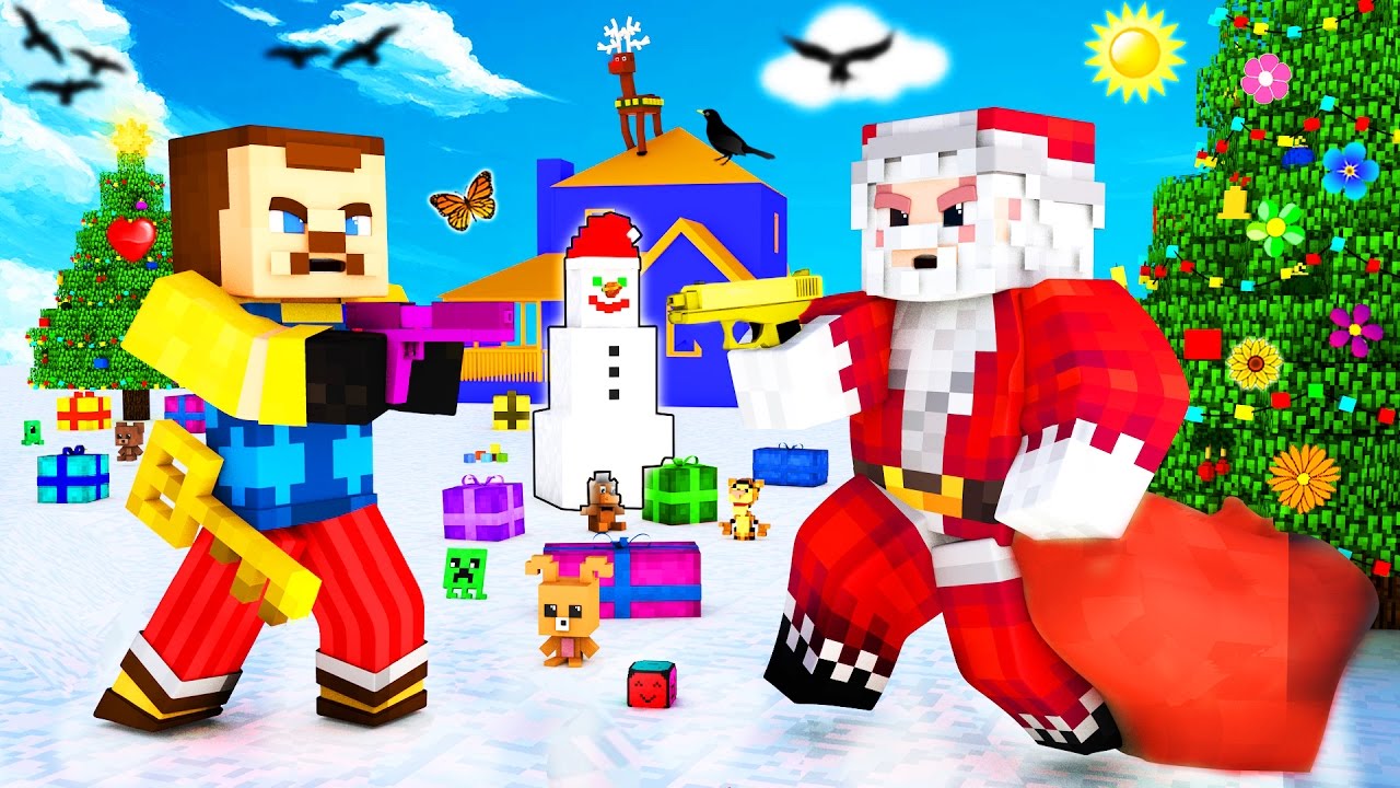 Minecraft - HELLO NEIGHBOR - WHO SHOT HIS GUN FIRST?!