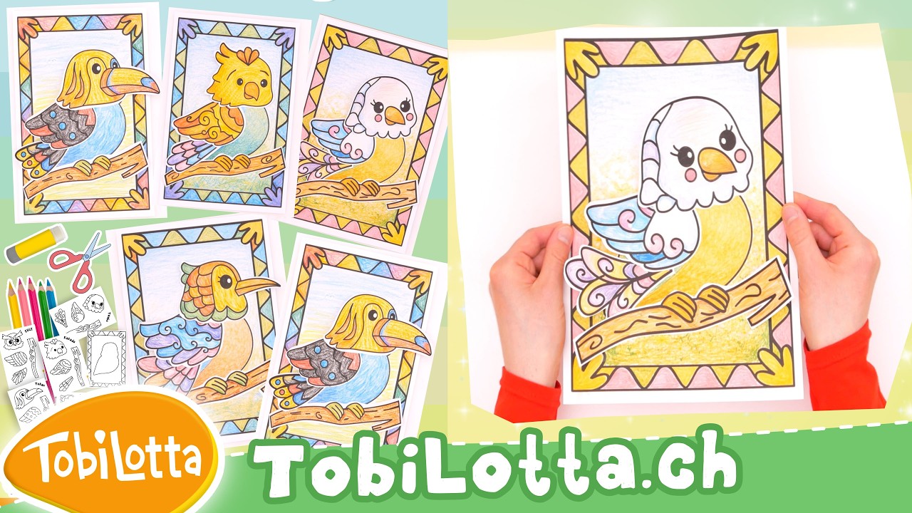 Bastelvorlage Vögel Frühling Basteln Kinder DIY Bastelideen Vorlagen eduki Schulmaterial