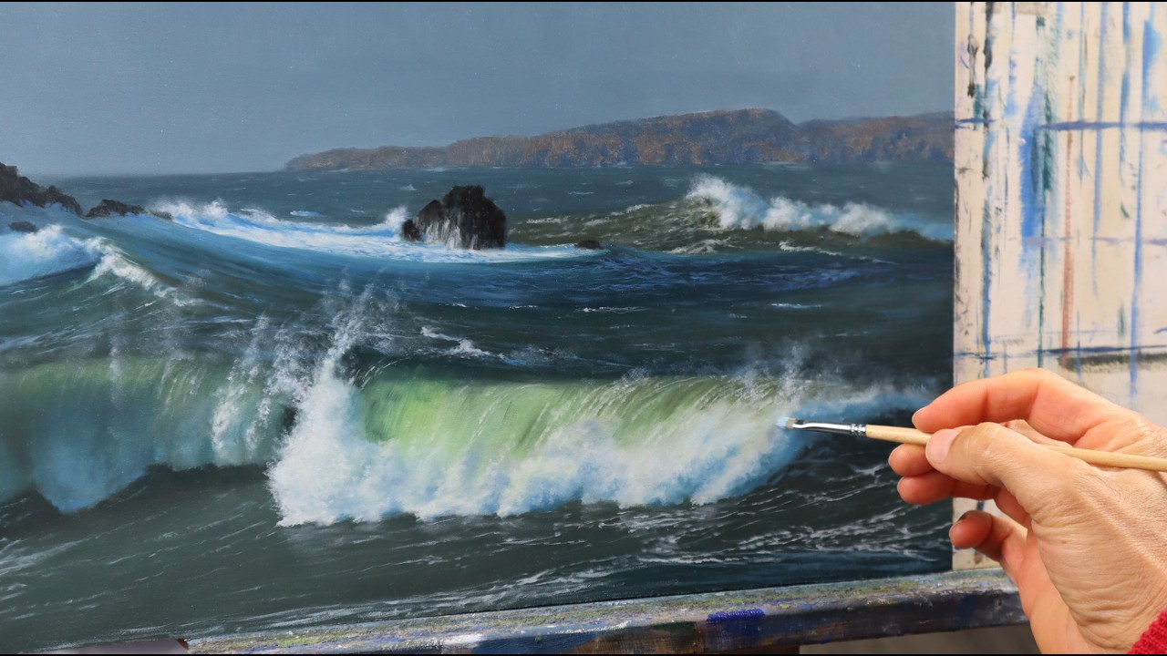 Painting a highly realistic seascape scene - with just two layers