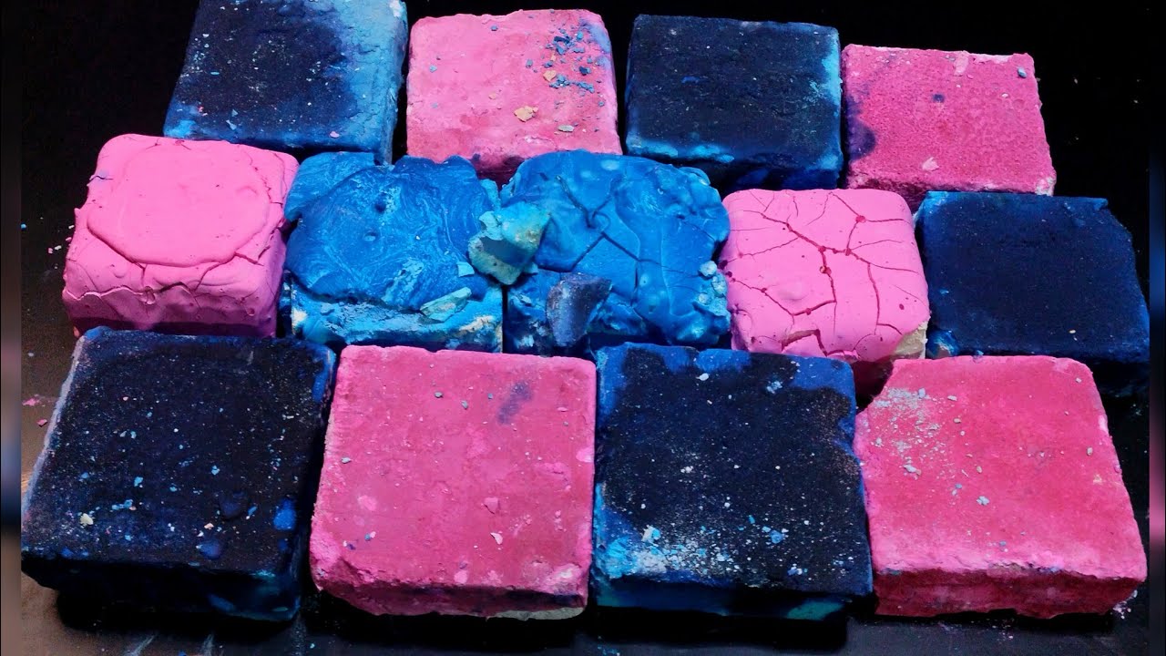Dyed / pasted gym chalk ASMR +  sample chalk  crsuh 🫰🫰