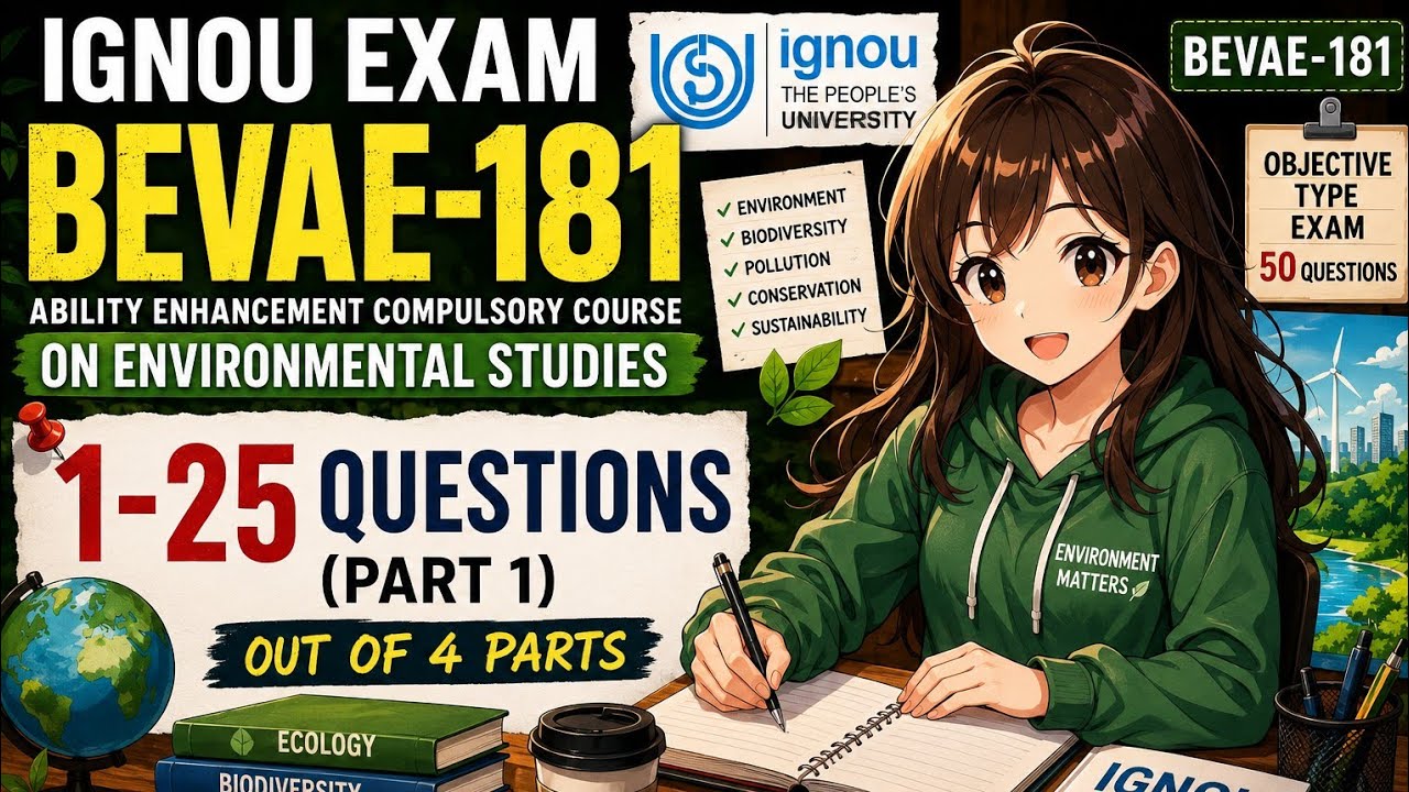 IGNOU BEVAE-181 Exam 2026 | Set 1 Questions 1-25 | Most Important MCQs | Environmental Studies