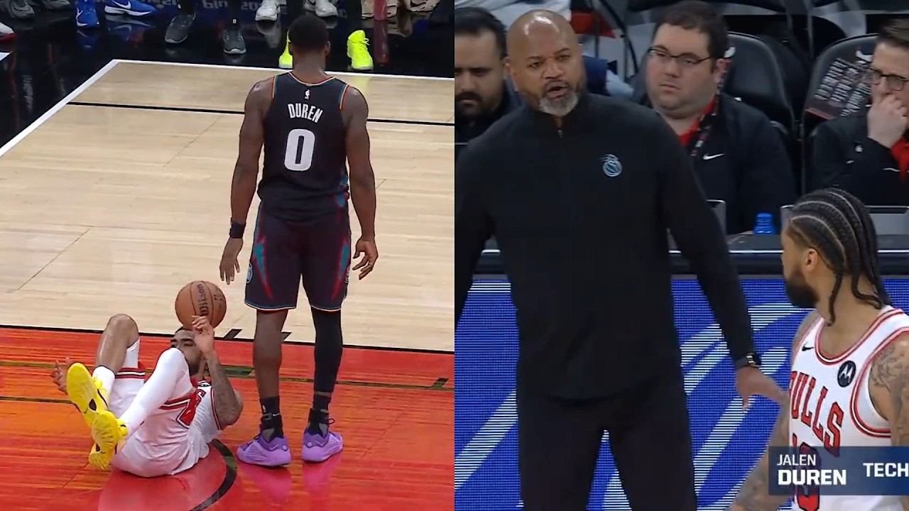 Jalen Duren drops the ball on Nick Richards head then Bickerstaff has words for Nick 😳