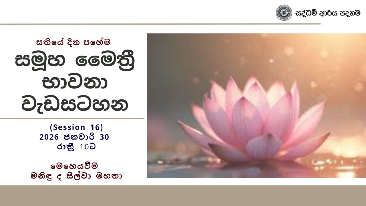 සමූහ මෛත්‍රී භාවනා වැඩසටහන - 2026.01.30 (Session 16)