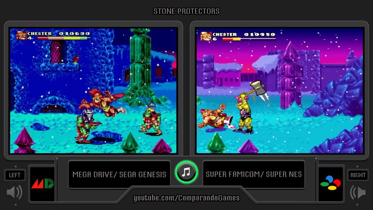Stone Protectors (Sega Genesis vs SNES) Side by Side Comparison