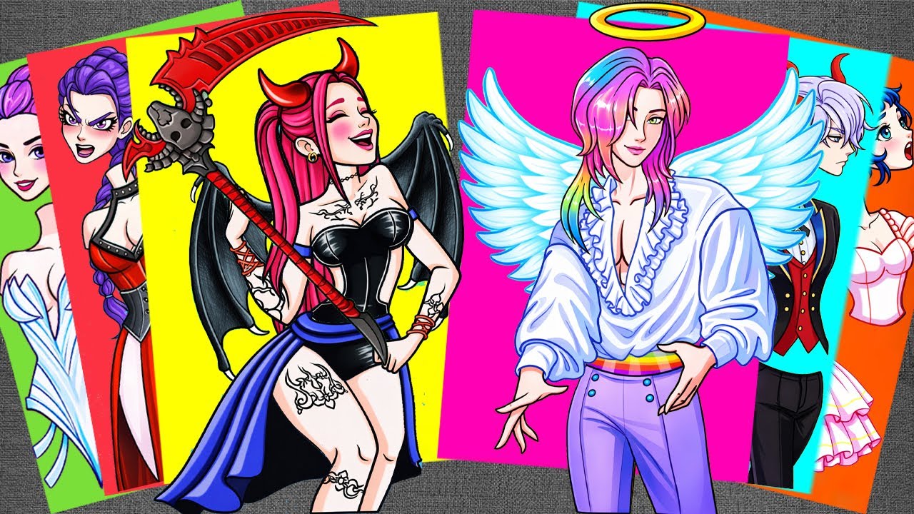 [🌈Paper diy🌈] ANGEL and DEVIL HUNTRIX MIRA x SAJA BOYS with THE WINGS - KPOP DEMON HUNTERS Stickers