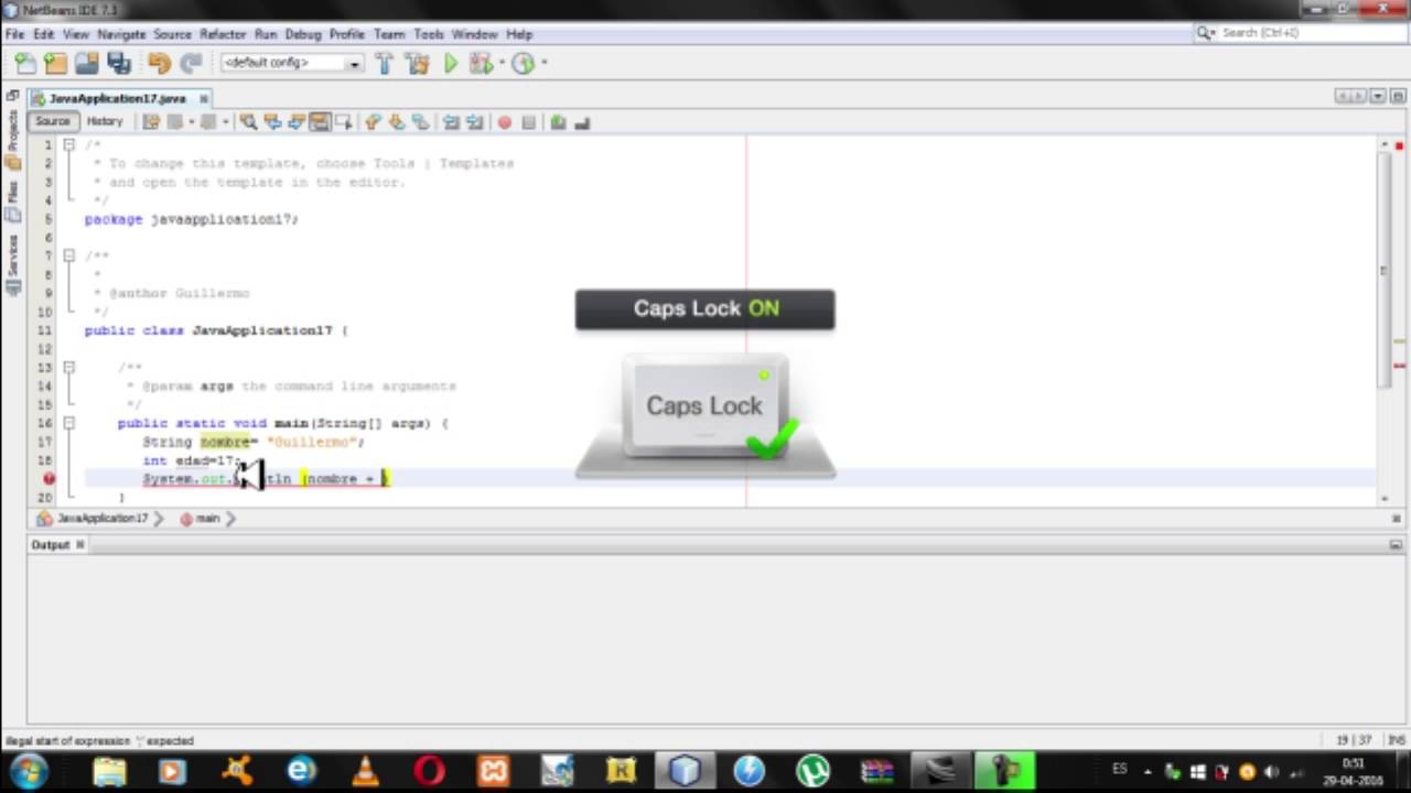 Como declarar variables en Netbeans