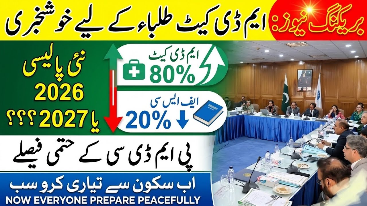 PMDC new policy will implement in 2027 |good news | FSC weitage 20% ? | mdcat 80% ?? | must watch 