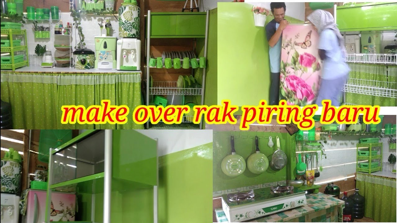 Make over rak piring baru,dapur serba hijau