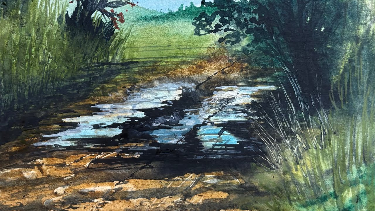 After the Rain: Painting a Muddy Country Road in Watercolor