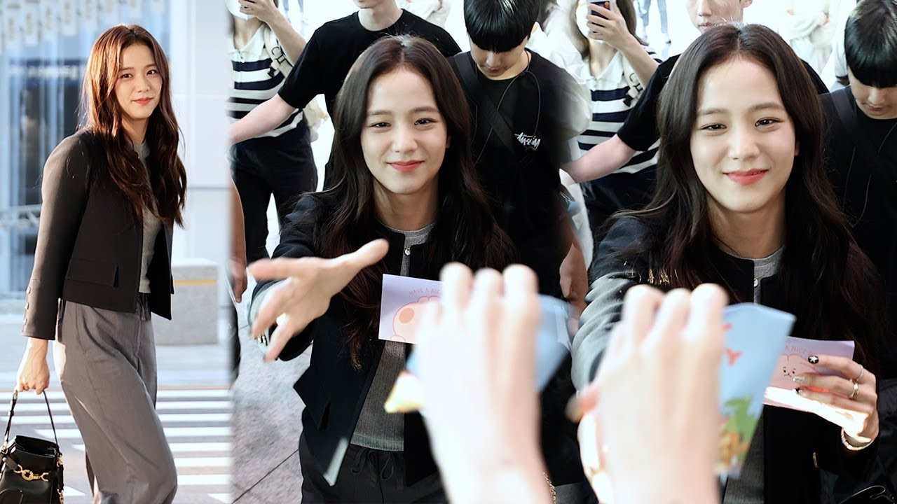 BLACKPINK (JISOO) 블랙핑크 지수 (팬래터 낚아채가는 키티, 솔로 출국이지만 산뜻 청량한 팬서비스) Departure | 인천공항 • 230519