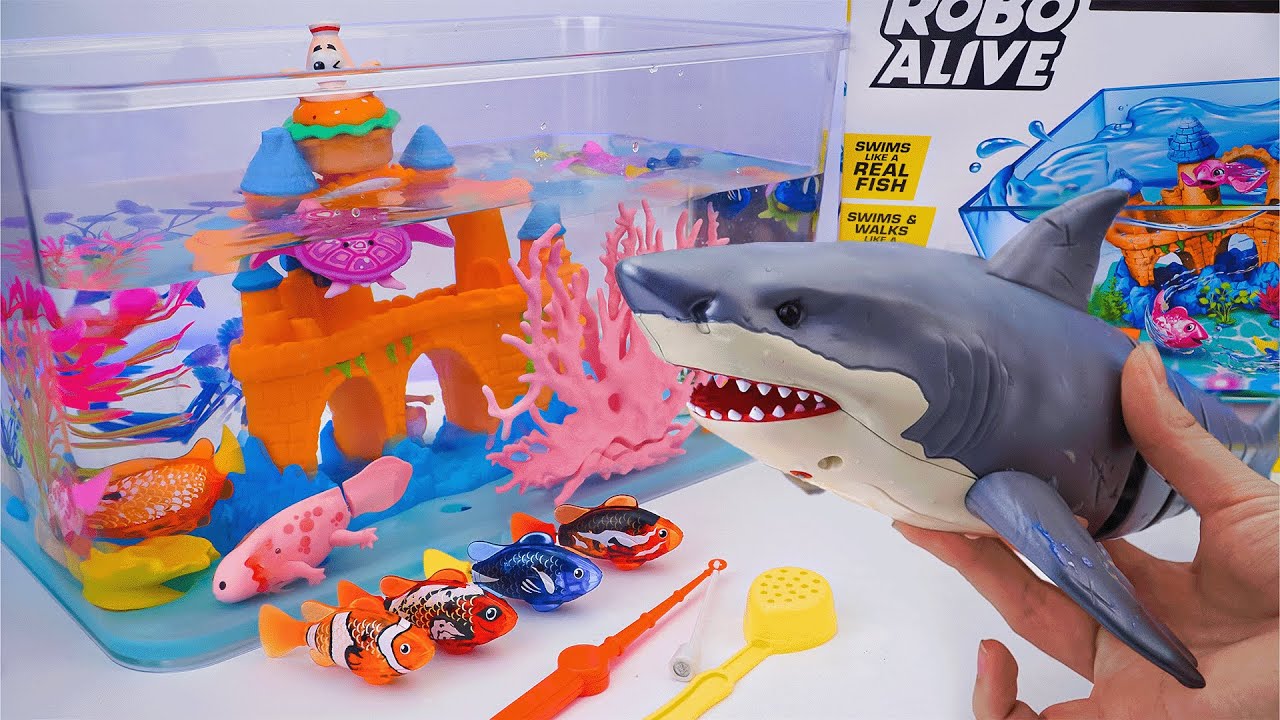 toy asmr | Zuru Robo Alive White Shark & Aquarium Playset ASMR Satisfying with Unboxing Review Toy