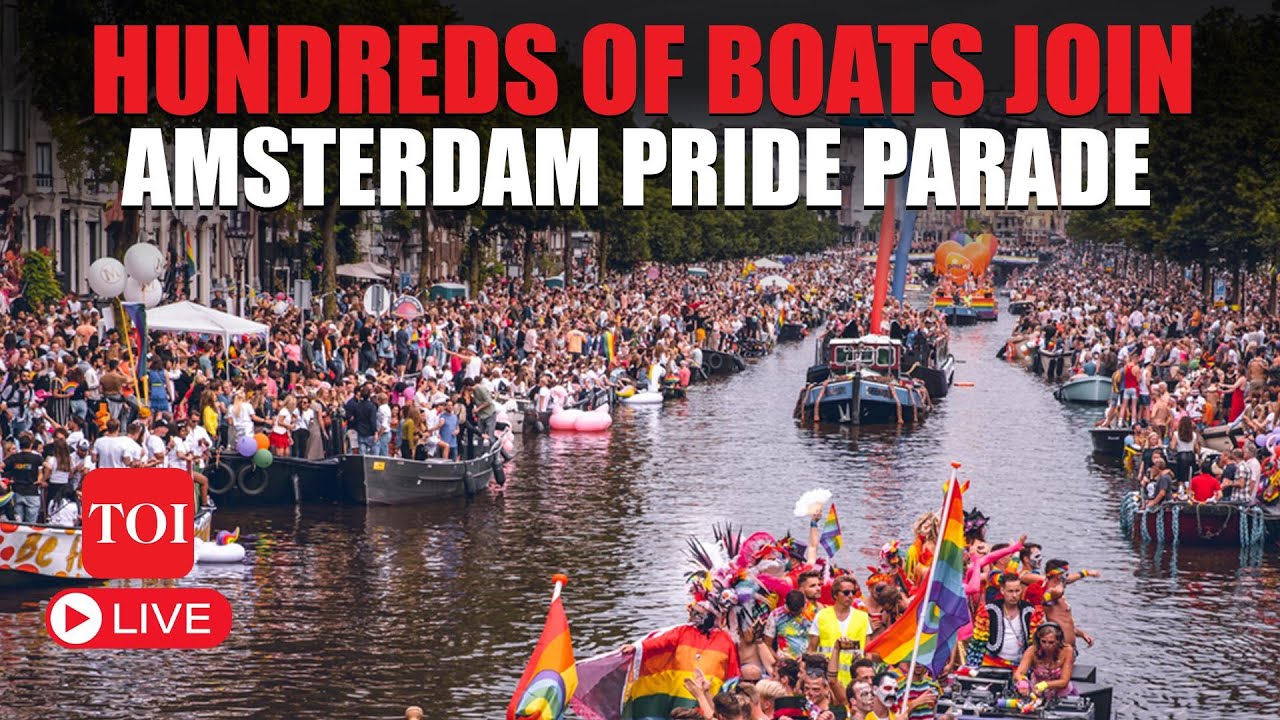 LIVE: Vibrant Pride Parade: Hundreds of Boats With Revelers Tour Historic Canals Around Amsterdam