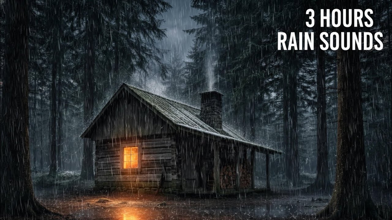 3 Hours of Heavy Rain on Metal Roof in Dark Forest | Deep Sleep & Relax