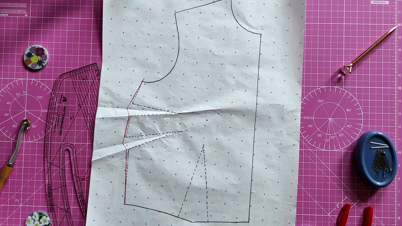 Divide the bust dart into two- Bodice Pattern Cutting Tutorial