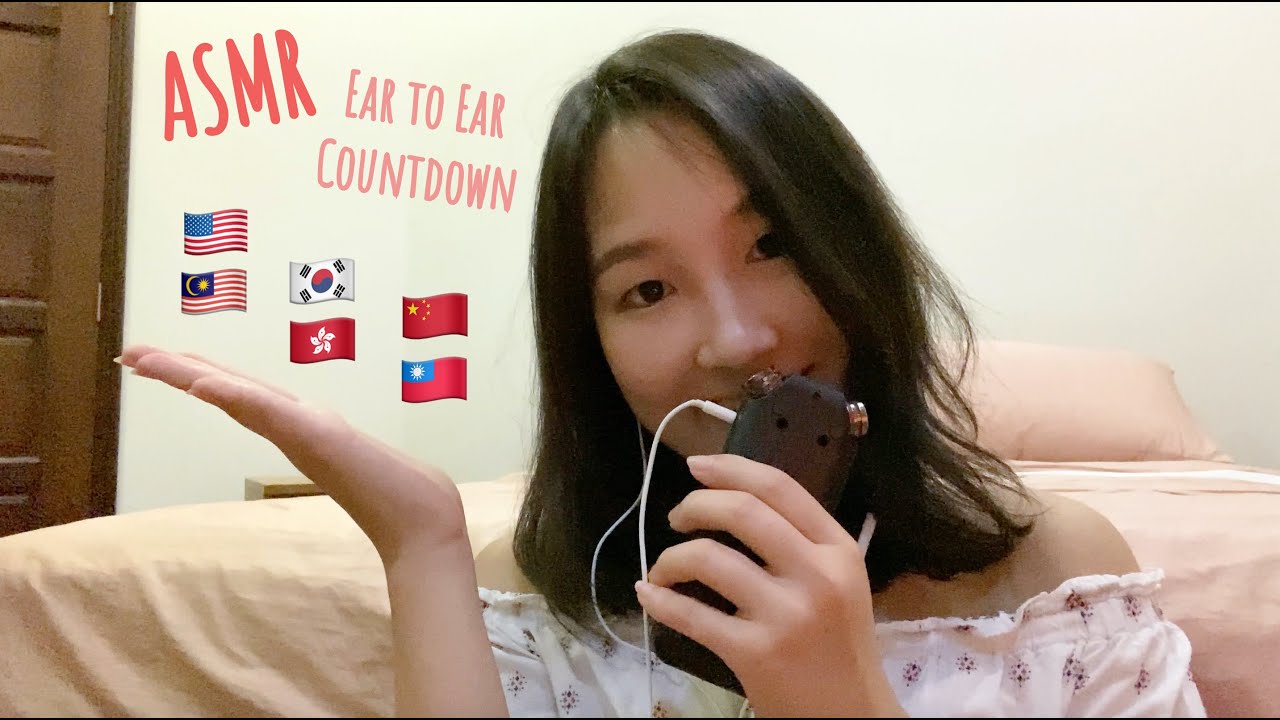 ASMR Countdown in English, Mandarin, Cantonese, Korean, and Malay (Close-Up Ear to Ear Whispering)