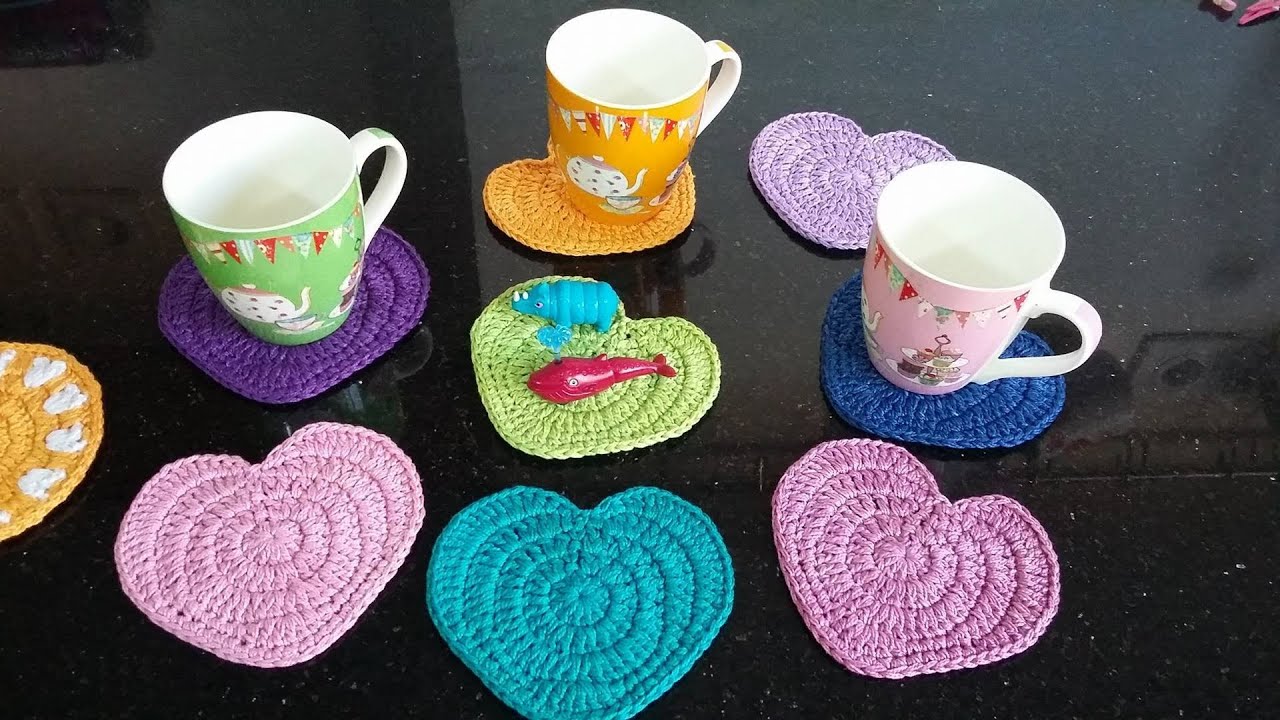 Dessous de verre Cœur au crochet