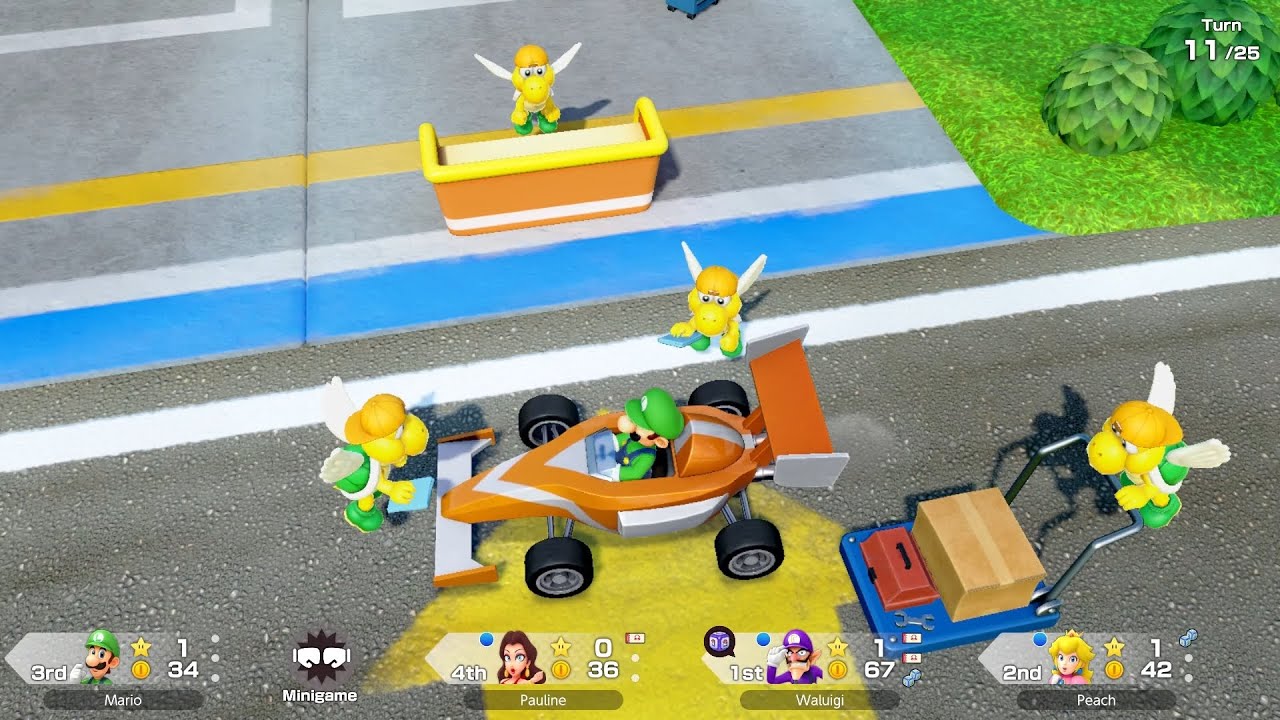 Super Mario Party Jamboree #247 Roll 'em Raceway Luigi vs Waluigi vs Pauline vs Peach
