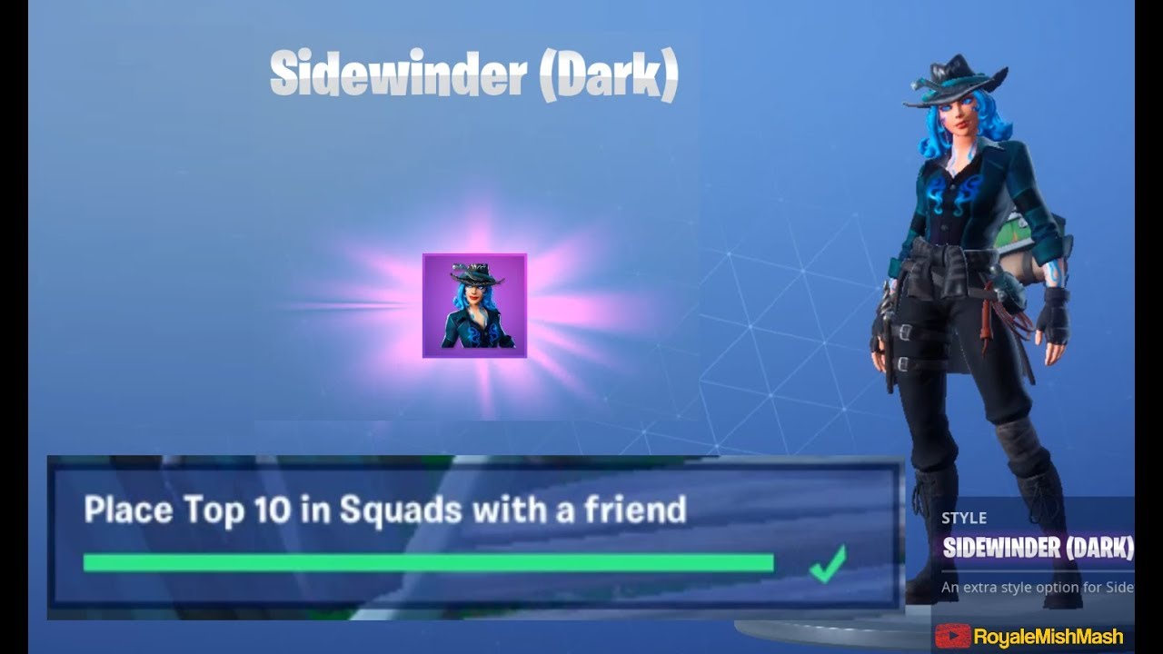 Place top 10 in squads with a friend Overtime fortnite season 8 Challenge to Unlock Sidewinder Dark!