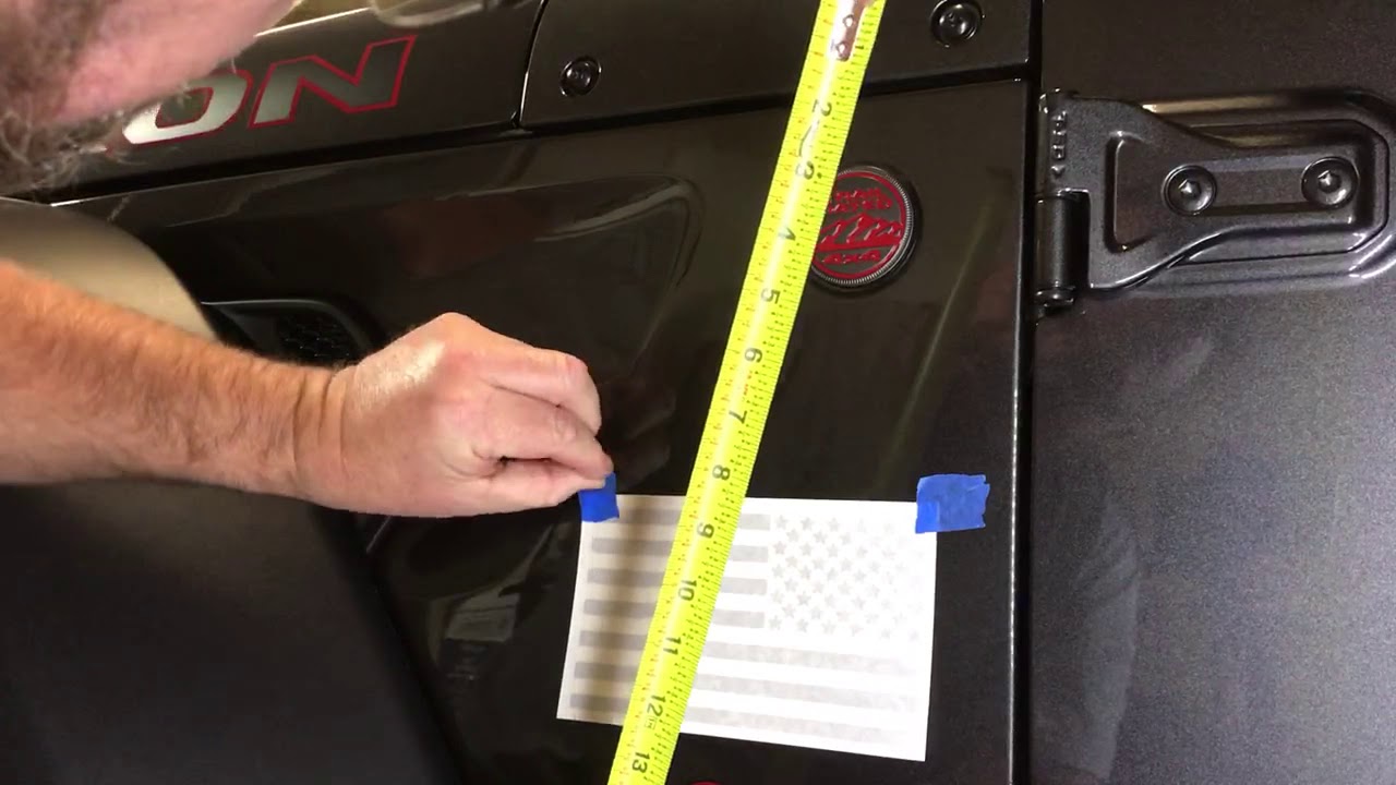 2020 Jeep Wrangler Rubicon Flag Adhesive Sticker Application