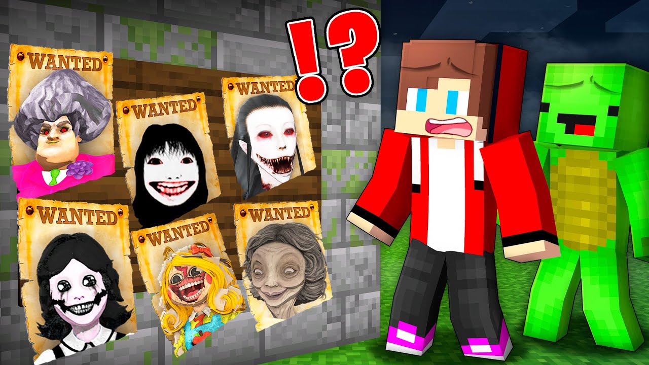 Why HORROR LADIES FAMILY is WANTED by JJ and Mikey At Night in Minecraft!? - Maizen