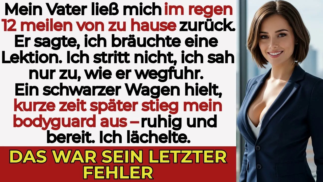 Mein reicher Vater ließ mich im Regen vor der Familie zurück — dann erschien mein Bodyguard…