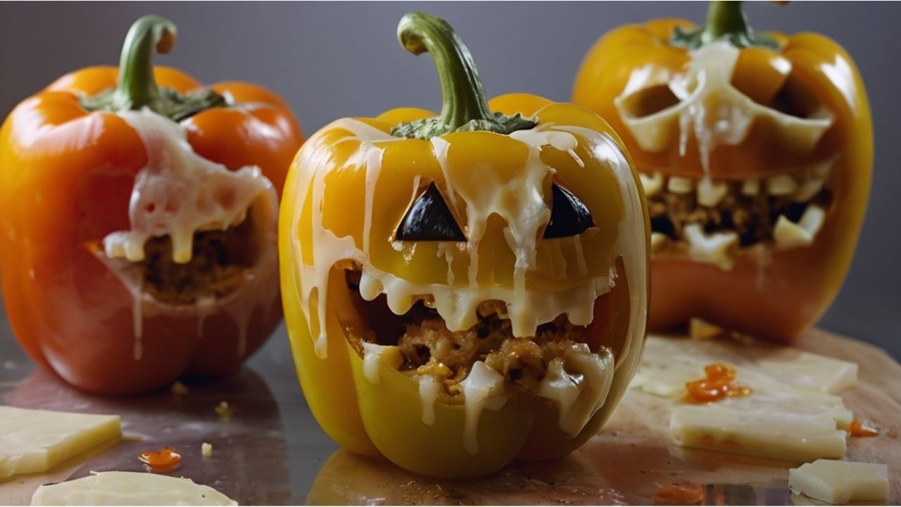 Halloween Stuffed Bell Peppers 🎃 | Spooky & Delicious Dinner Idea