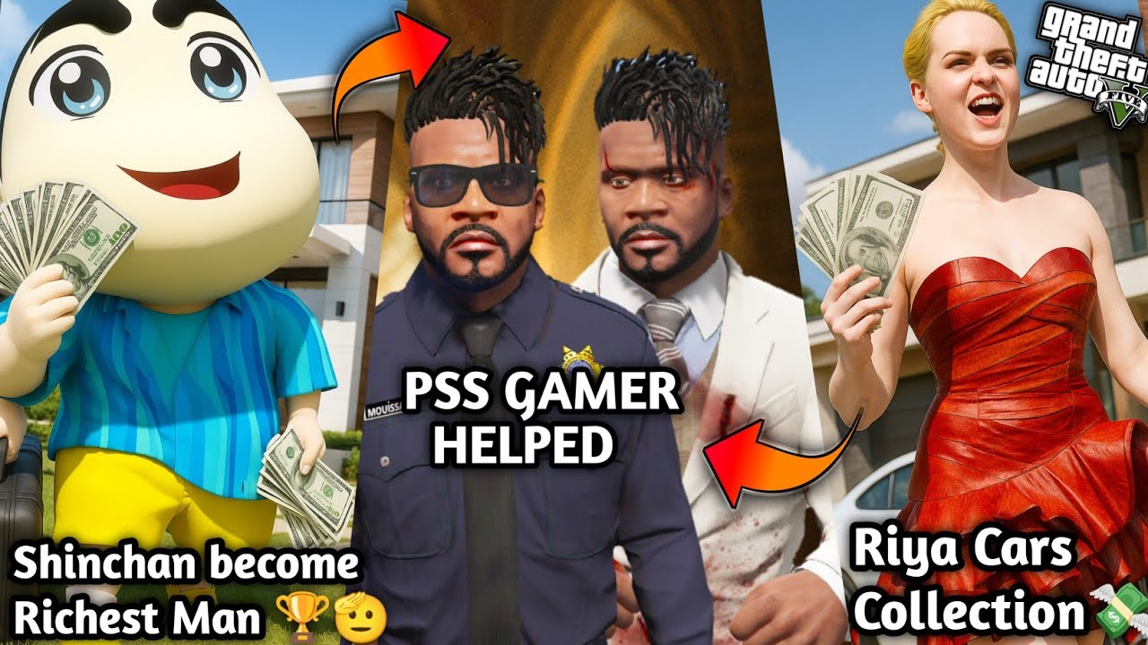 GTA5: Shinchan Become Rich Man To Buy All Cars🫡PSS Gamer Help Franklin To Call Shinchan 😭Ps Gamester