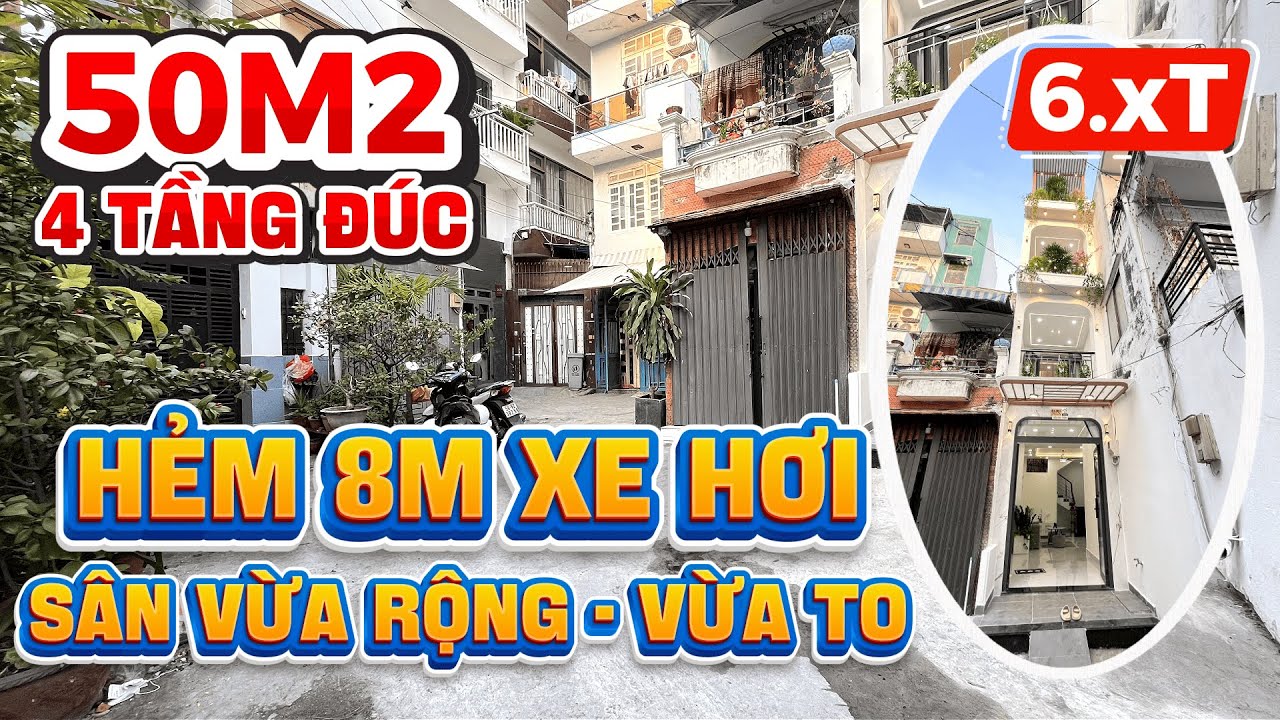 NHÀ ĐẸP BÌNH THẠNH 50M2 - HẺM 8M XE HƠI - CÓ SÂN RỘNG THOÁNG - 3 PHÒNG NGỦ MASTER - CHỈ HƠN 6 TỶ