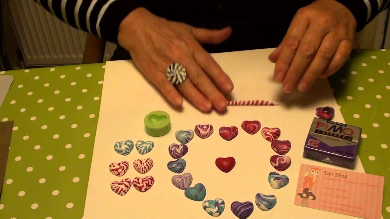 2) Diy Tuto Anleitung Fimo Herz mit Swirlmuster 