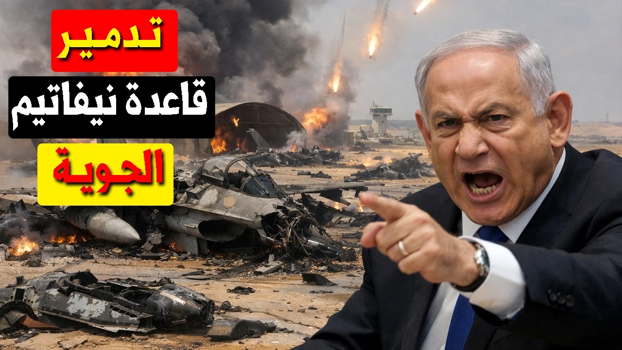 زلزال في النقب.. اللحظات الأولى لسقوط الصواريخ الانشطاربة على قاعدة نيفاتيم الجوية!