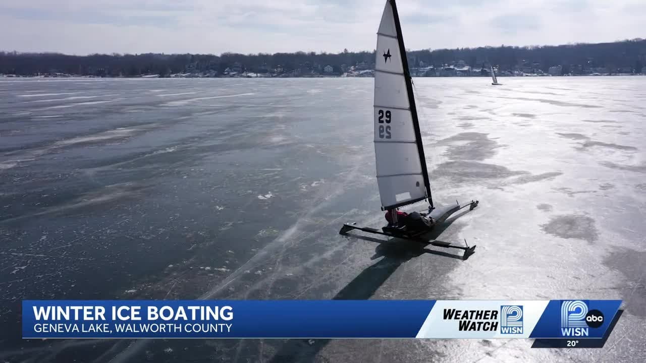 Ice boaters chase wind and smooth ice on Geneva Lake