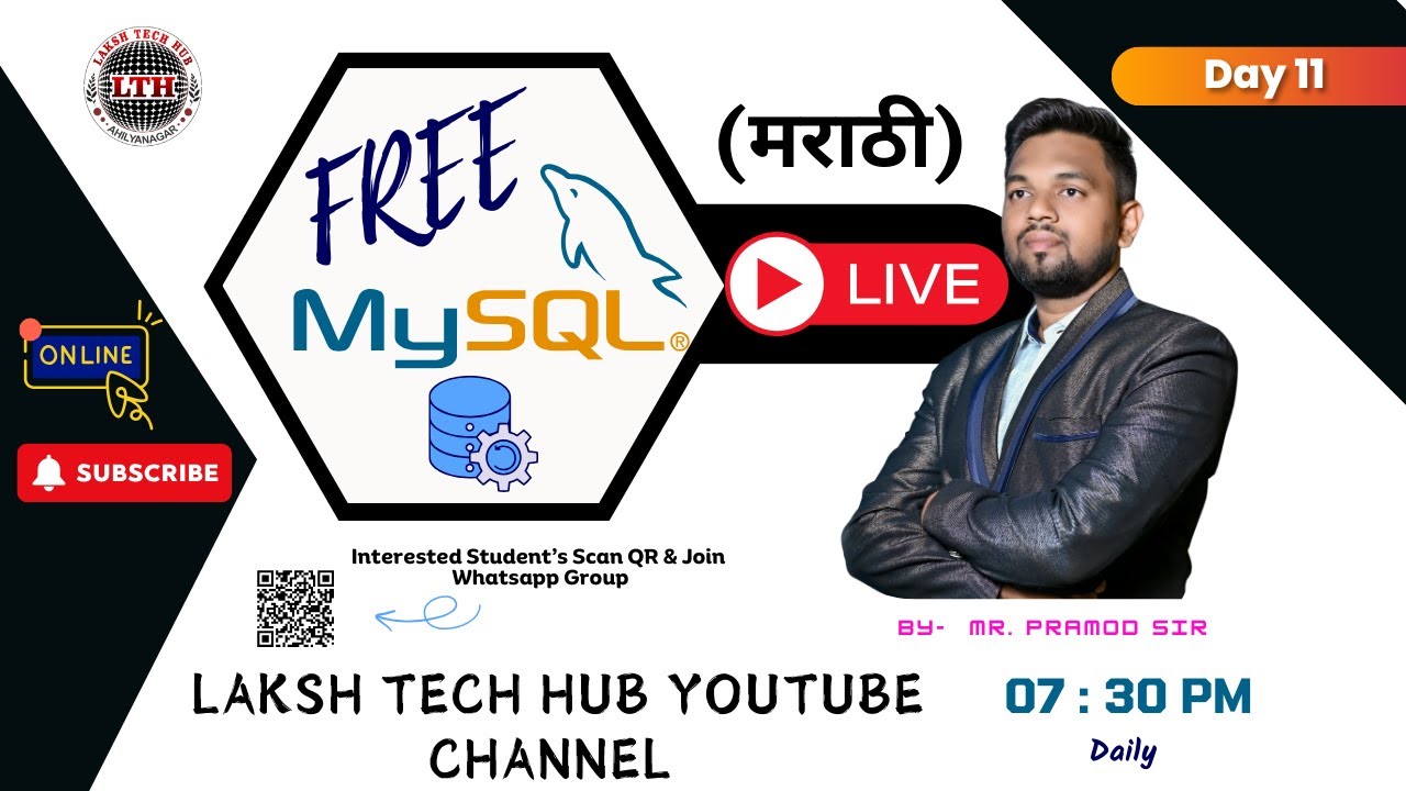 MySQL Live Class in Marathi | Complete Database Tutorial for Beginners | 7.30 PM Daily