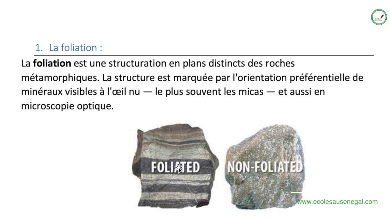 Cours - Troisième - SVT : Le métamorphisme et la formation des roches métamorphiques / Exemples